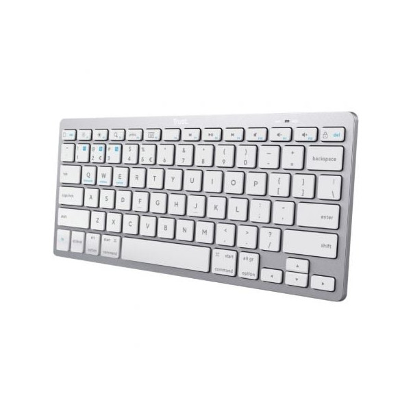 Teclado compacto inalámbrico por bluetooth trust 24654/ plata M 2