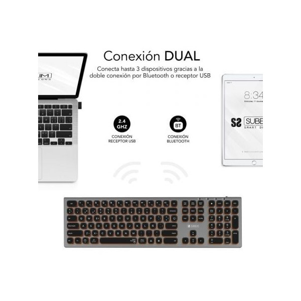 Teclado sem fio Subblim SUBKB-3MIE310/ cinza M 3