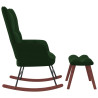 Silla mecedora con reposapiés terciopelo verde oscuro 3