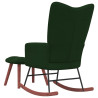 Silla mecedora con reposapiés terciopelo verde oscuro 4