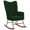 Silla mecedora con reposapiés terciopelo verde oscuro 5
