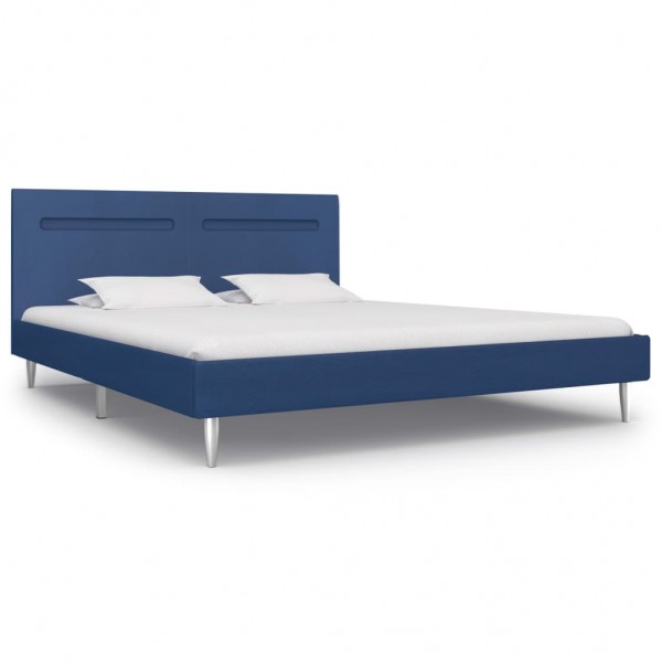 Estrutura de cama com LED 180x200 cm tecido azul M 2