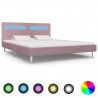 Estrutura de cama com LED 180x200 cm tecido cor-de-rosa 1
