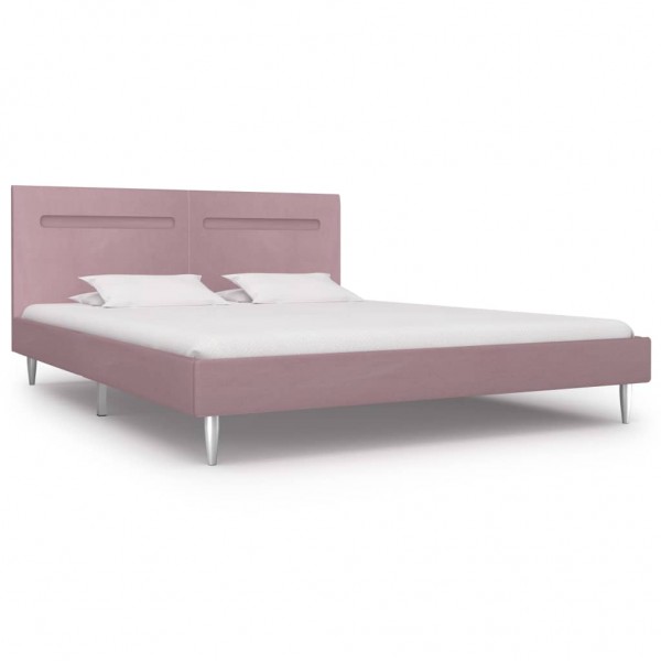Estrutura de cama com LED 180x200 cm tecido cor-de-rosa M 2