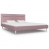 Estructura de cama con LED tela rosa 180x200 cm 2