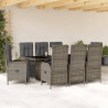 Set comedor jardín 9 pzas y cojines ratán sintético gris 1
