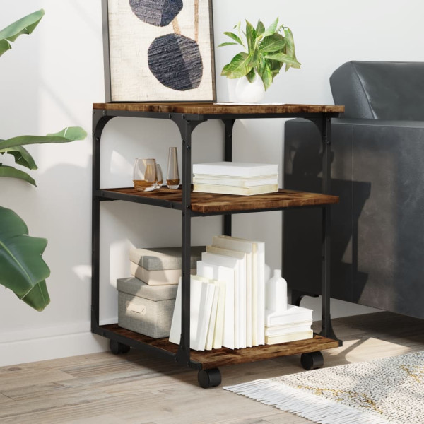 Soporte de impresora 3 niveles roble ahumado 43x48x64 cm M 4