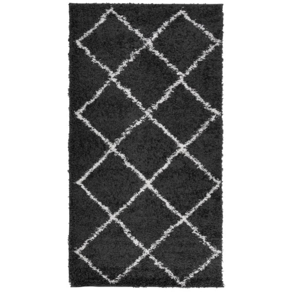 Alfombra de pelo largo moderna negro y crema 60x110 cm M 2
