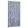 Cortina anti-insetos 100x230 cm chenille azul e branco 2