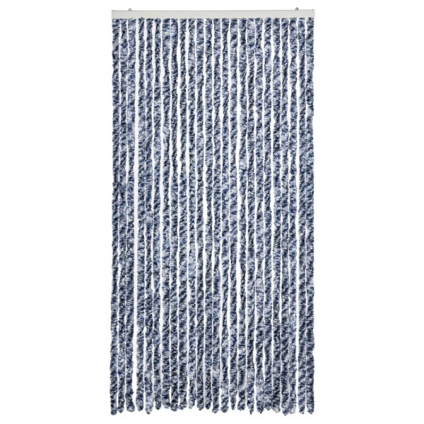 Cortina anti-insetos 100x230 cm chenille azul e branco M 3