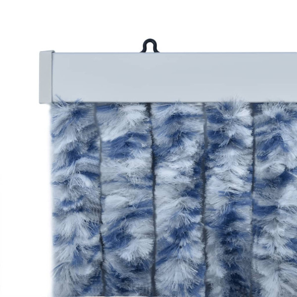 Cortina anti-insetos 100x230 cm chenille azul e branco M 4