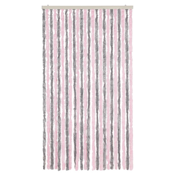 Cortina anti-insetos 100x200 cm chenille cinza-prateado e rosa M 3