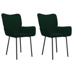 Cadeiras de jantar 2 pcs veludo verde-escuro H