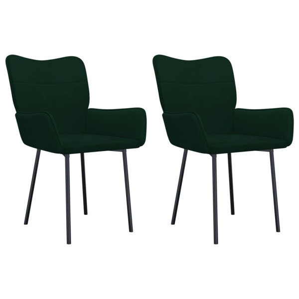 Sillas de comedor 2 unidades terciopelo verde oscuro M 2