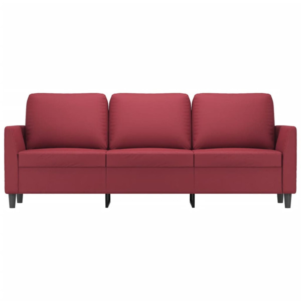 Sofá de 3 lugares 180 cm couro artificial vermelho tinto M 3