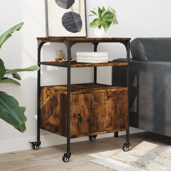 Soporte de impresora 3 niveles roble ahumado 50x40x76 cm M 5