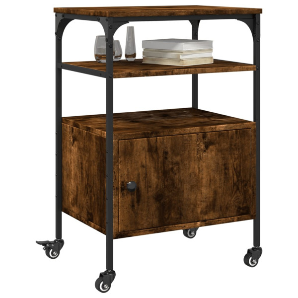 Soporte de impresora 3 niveles roble ahumado 50x40x76 cm M 2