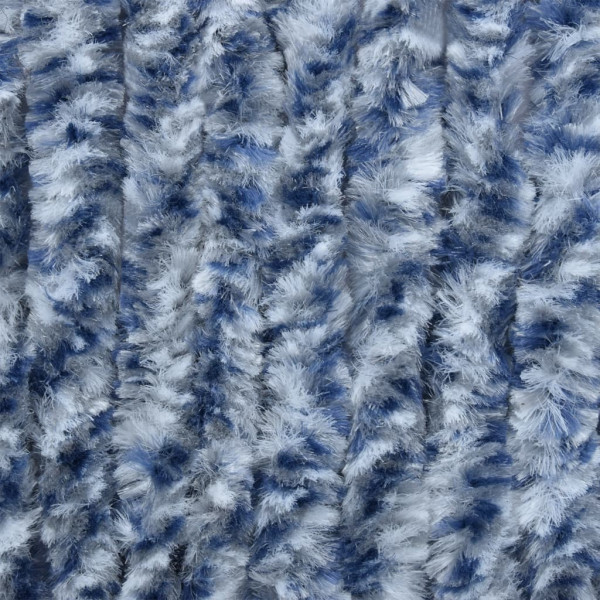 Cortina anti-insetos 100x200 cm chenille azul e branco M 5