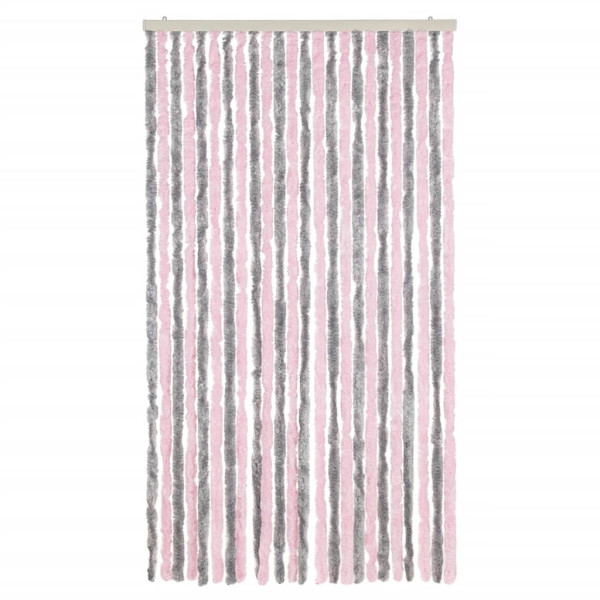 Cortina anti-insetos 100x220 cm chenille cinza-prateado e rosa M 3