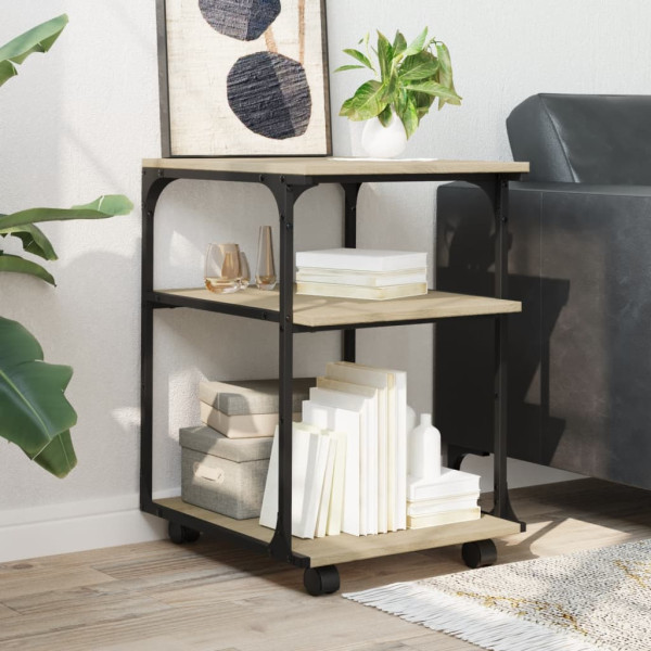 Soporte de impresora 3 niveles roble Sonoma 43x48x64 cm M 4