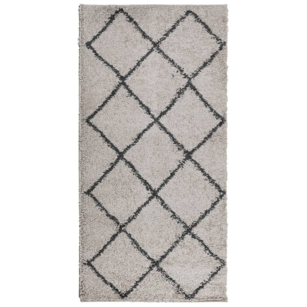 Alfombra de pelo largo moderna beige y antracita 100x200 cm M 2