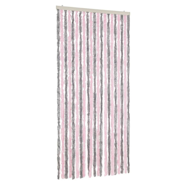 Cortina antimoscas chenilla gris plateado y rosa 90x220 cm M 2