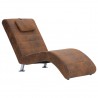 Chaise longue com almofada camurça artificial castanho 1