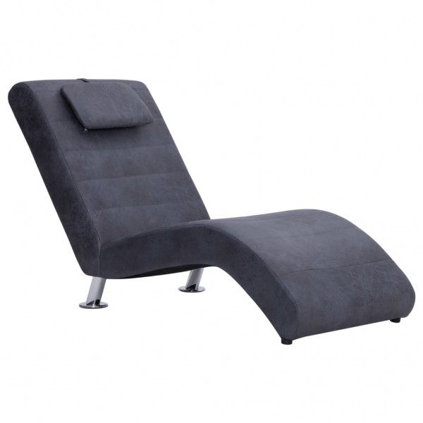 Chaise longue com almofada camurça artificial cinzento M 2