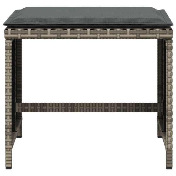 Bancos jardim com almofadões 4 pcs 41x41x36 cm vime PE cinzento M 5