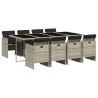 9 pcs conjunto de jantar p/ jardim c/ almofadões cinzento claro 2