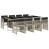 9 pcs conjunto de jantar p/ jardim c/ almofadões cinzento claro 2
