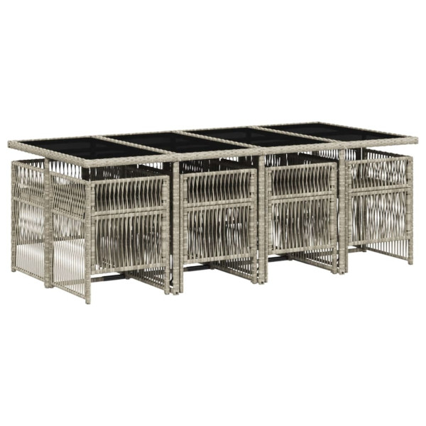 9 pcs conjunto de jantar p/ jardim c/ almofadões cinzento claro M 3