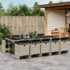 Set de comedor de jardín 11 pzas y cojines ratán sintético gris 1