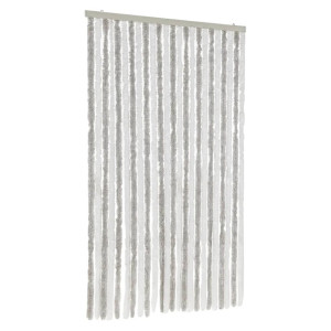 Cortina anti-insetos 100x220cm chenille cinzento-claro e branco H
