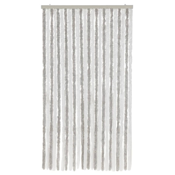 Cortina anti-insetos 100x220cm chenille cinzento-claro e branco M 3