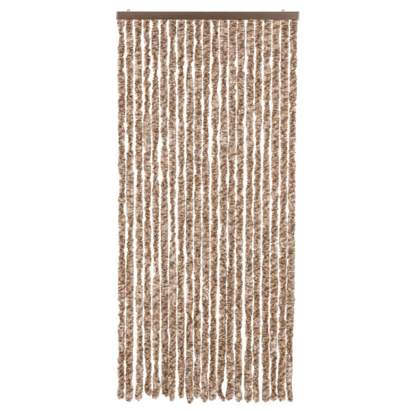 Cortina anti-insetos 100x220 cm chenille bege e castanho-escuro M 3