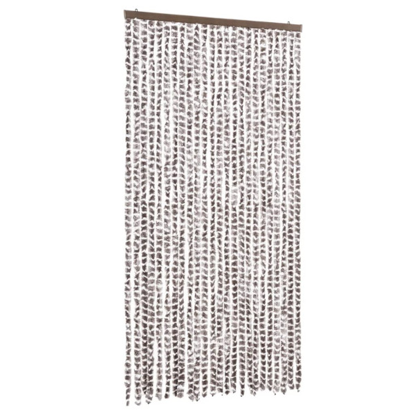 Cortina antimoscas chenilla gris taupe y blanco 100x230 cm M 2
