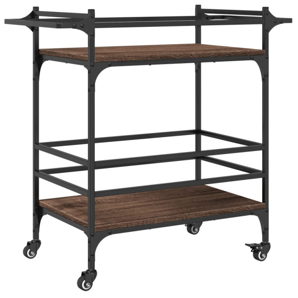 Carrito de cocina madera ingeniería marrón roble 82x40x78.5 cm M 2