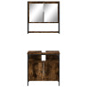 Set de muebles baño 2 pzas madera contrachapada roble ahumado 5