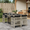 Set comedor de jardín 5 pzas cojines ratán sintético gris claro 1