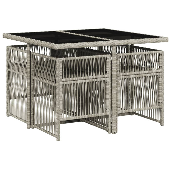 Set comedor de jardín 5 pzas cojines ratán sintético gris claro M 3
