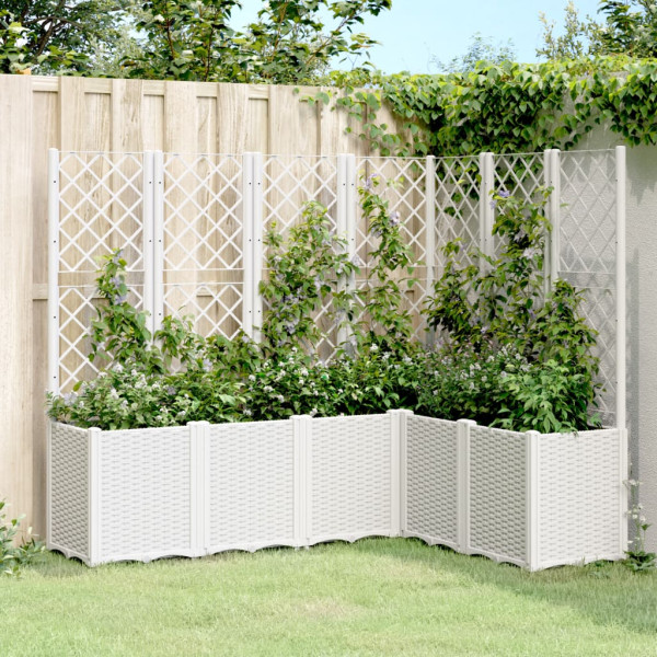Jardinera con enrejado PP blanco 160x120x140 cm D