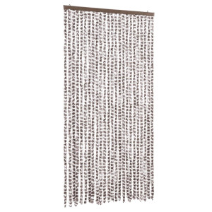 Cortina antimoscas chenilla gris taupe y blanco 100x200 cm H