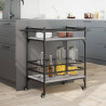 Carrito de cocina madera ingeniería gris Sonoma 82x40x78.5 cm 4