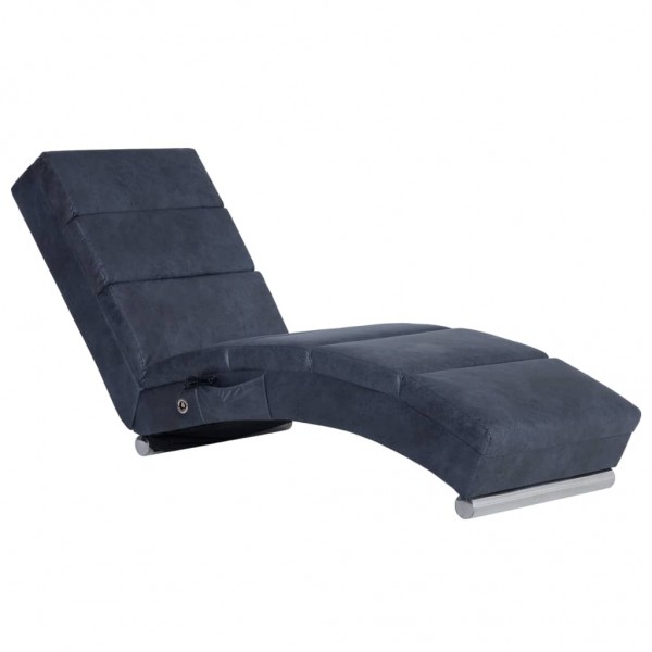 Chaise longue de massagens camurça artificial cinzento M 2
