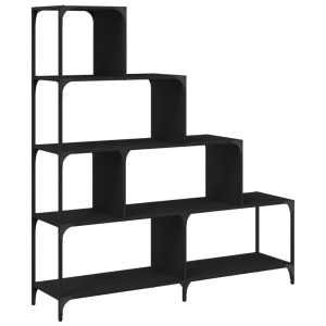 Librería con 4 peldaños madera ingeniería negro 139x33.5x149 cm H