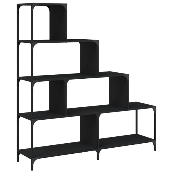 Librería con 4 peldaños madera ingeniería negro 139x33.5x149 cm M 2