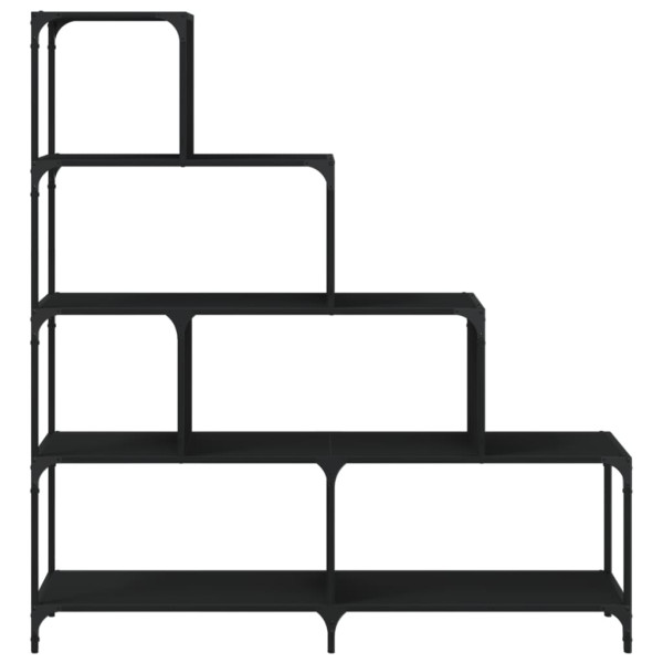 Librería con 4 peldaños madera ingeniería negro 139x33.5x149 cm M 5