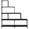 Librería con 4 peldaños madera ingeniería negro 139x33.5x149 cm 5
