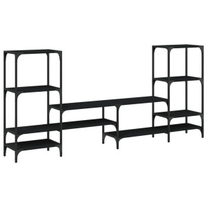 Mueble para TV madera de ingeniería negro 206.5x28.5x95 cm H